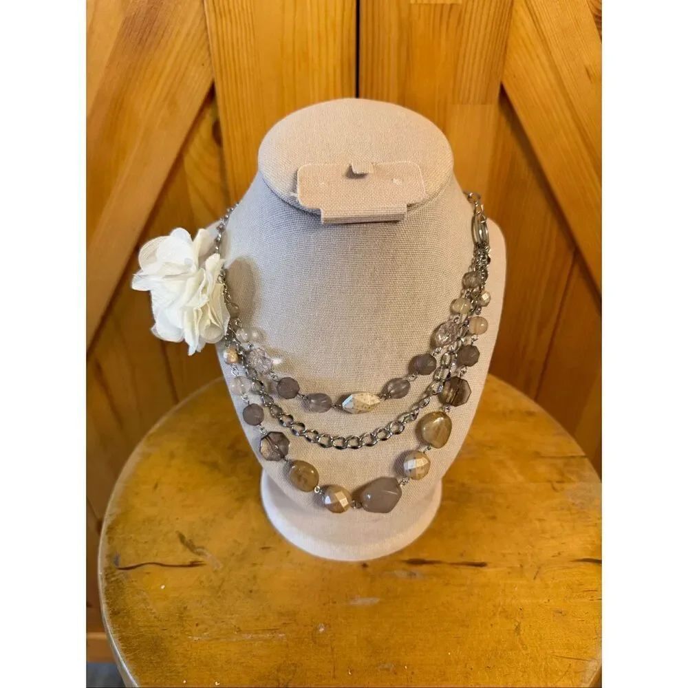 multi-strand beaded statement necklace (7456)